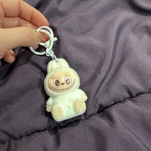 Adorable White Plush Monster Keychain